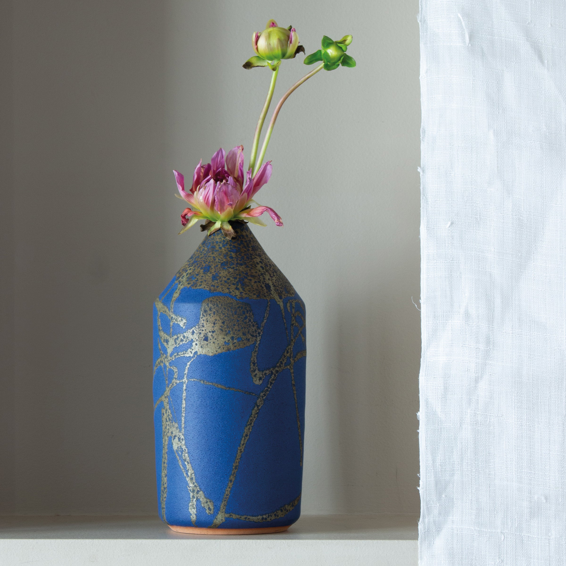 Indigo blue vase by Hiroaki Morino