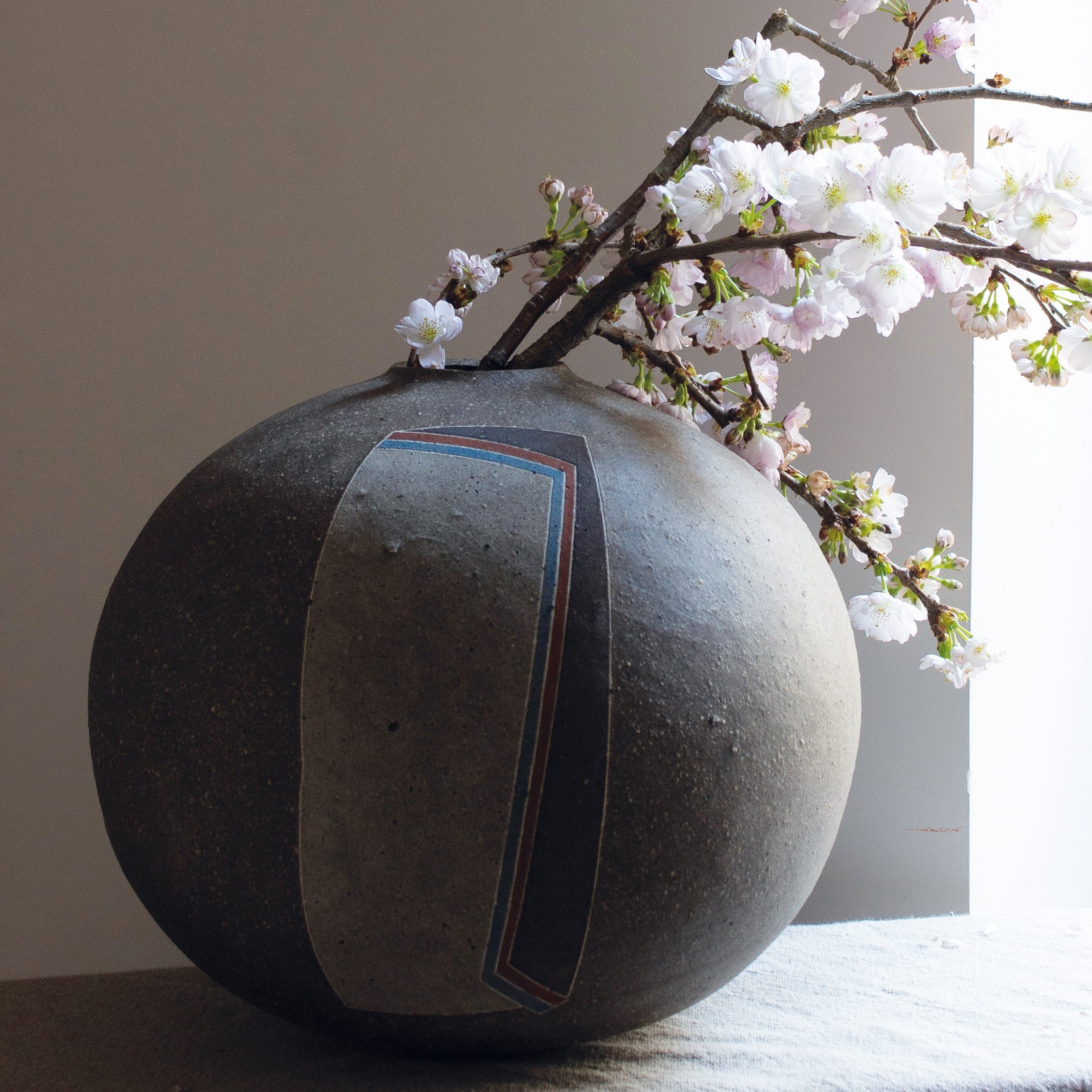 Large wabi sabi vase-sculpture by Kazuhiko Sato