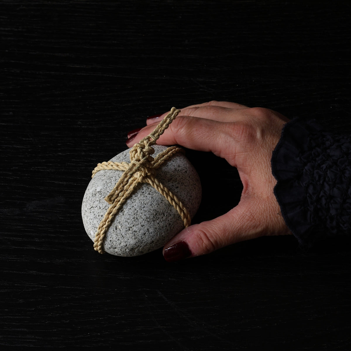 Sekimori #24, stone and rice straw (wara) rope