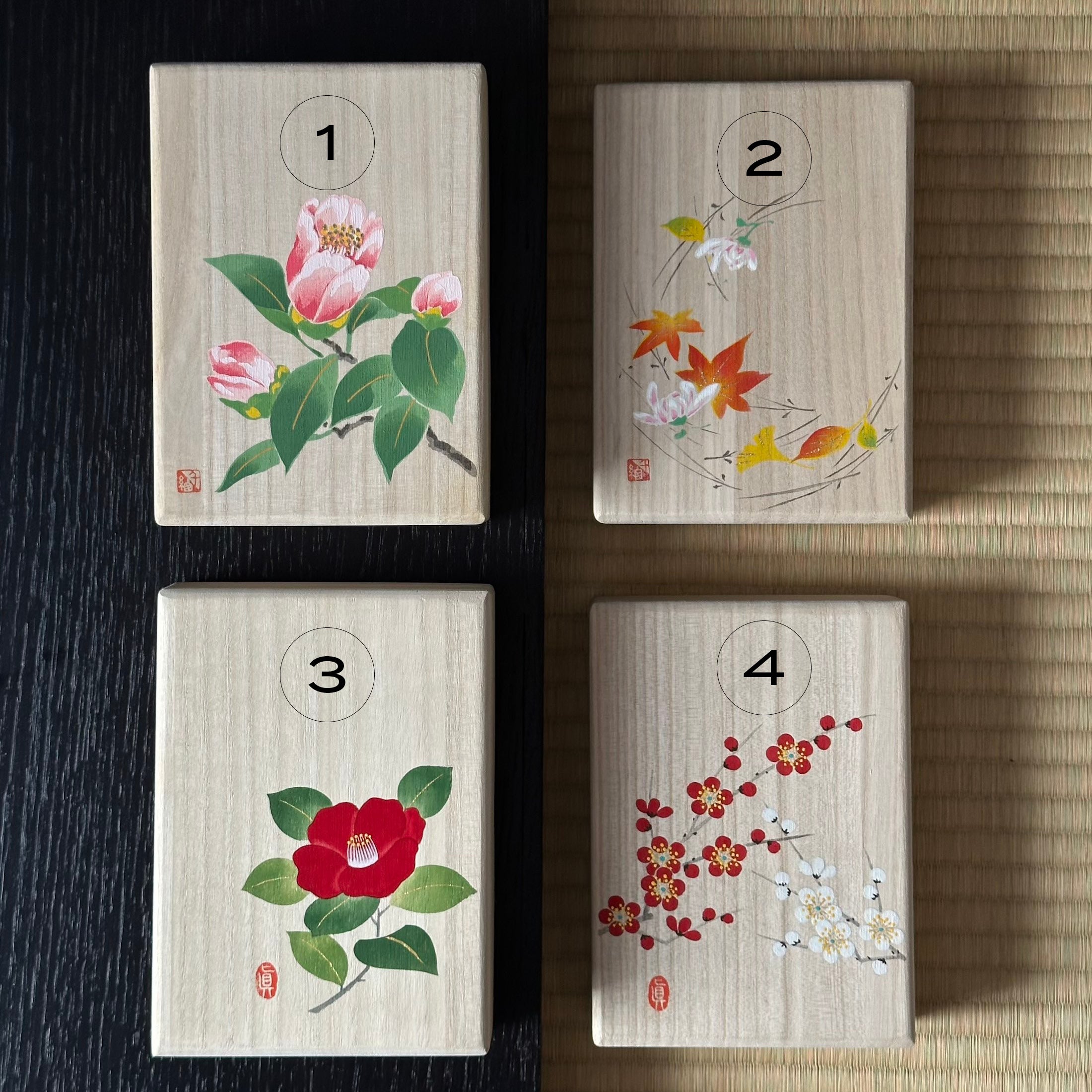 Coffret Encens Japonais, avec boîte en bois de paulownia peinte à la main