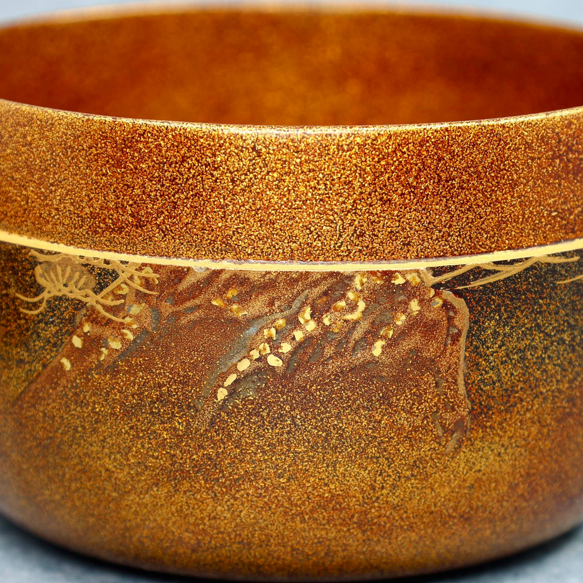 Natsume (Japanese tea caddy) lacquered and gilded, decorated with the Godai-dō at Matsushima by Kōshitsu Katō