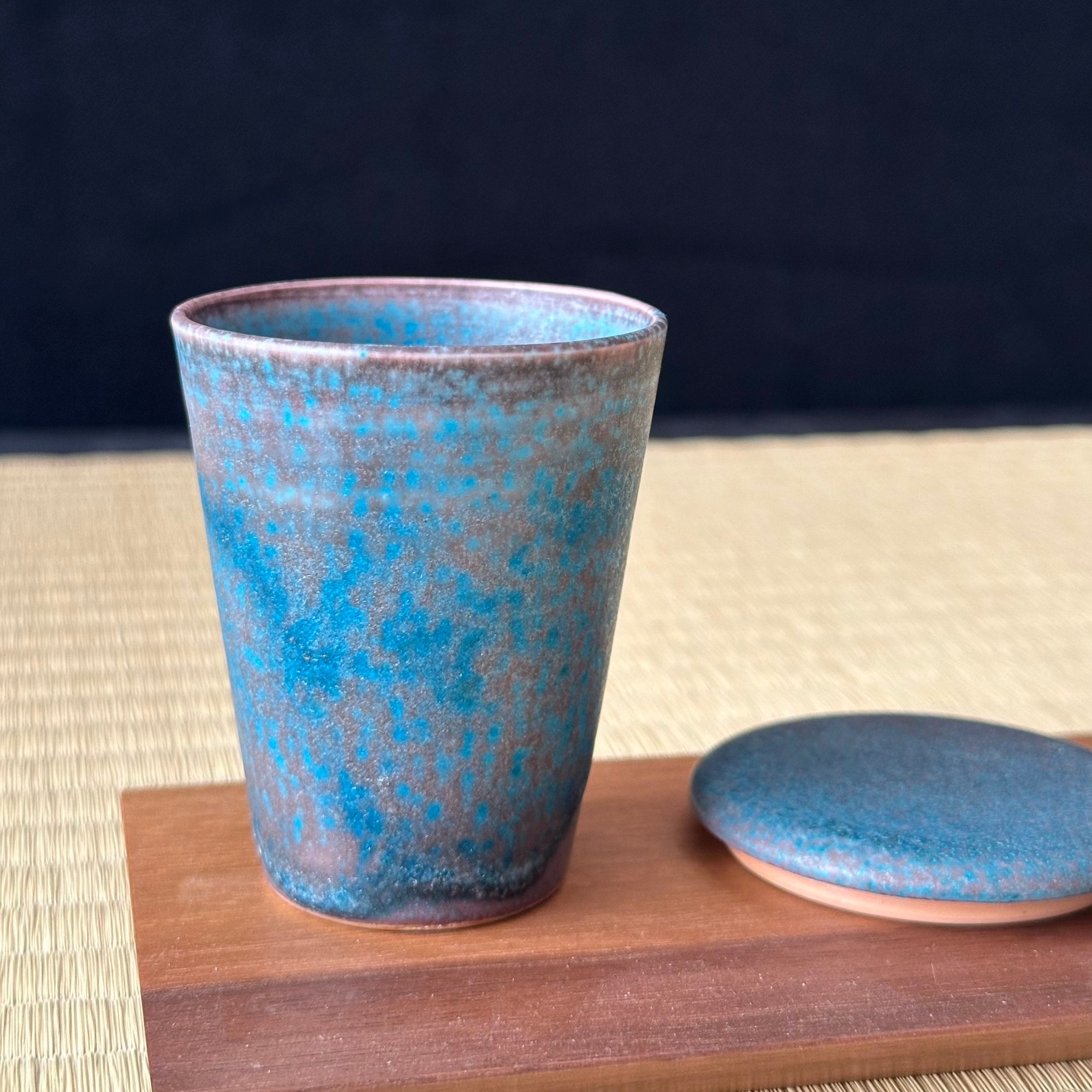 Petit bol chawanmushi en céramique et glaçure cuivre de l'atelier Tokinoha