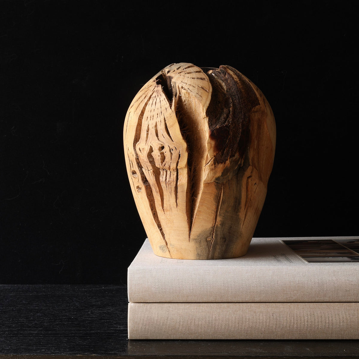 Sculptural vase in ichijiku (Japanese fig wood) by Masahito Ikeda