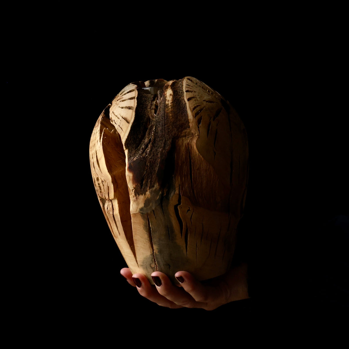 Sculptural vase in ichijiku (Japanese fig wood) by Masahito Ikeda