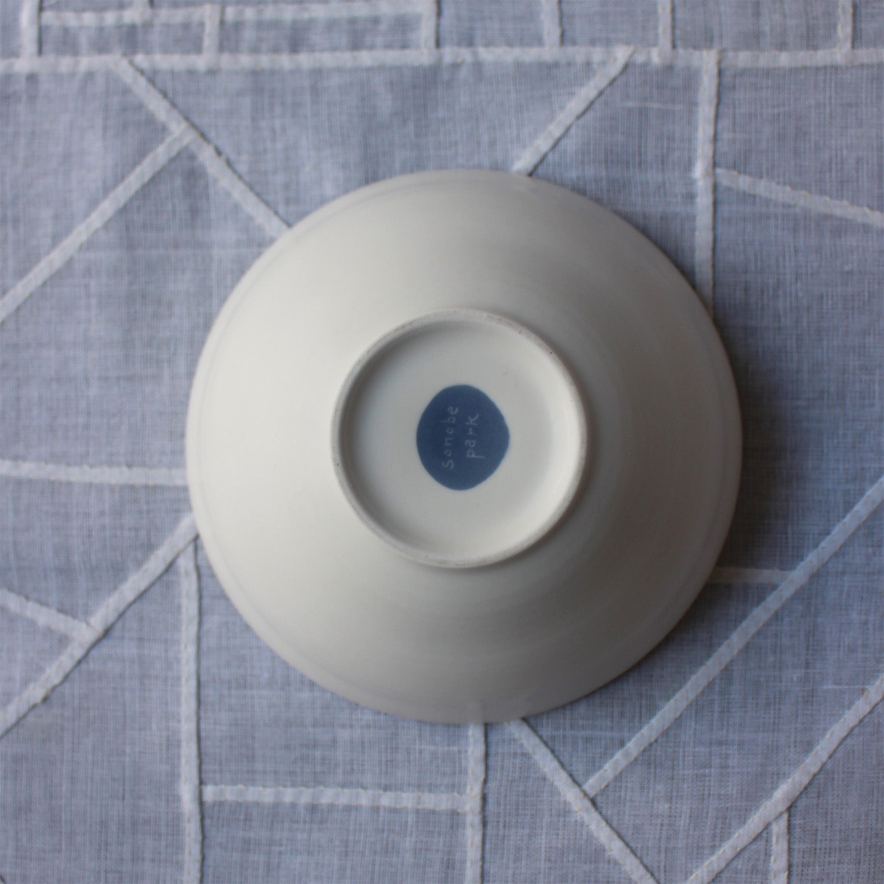 White Porcelain and Blue Peonies Bowl by Park Sun-Young