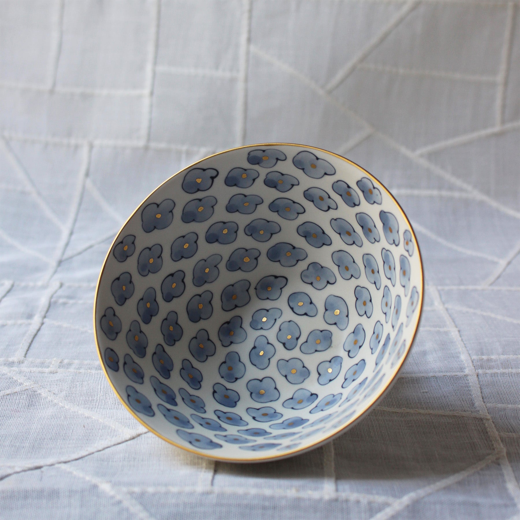 White Porcelain and Blue Peonies Bowl by Park Sun-Young
