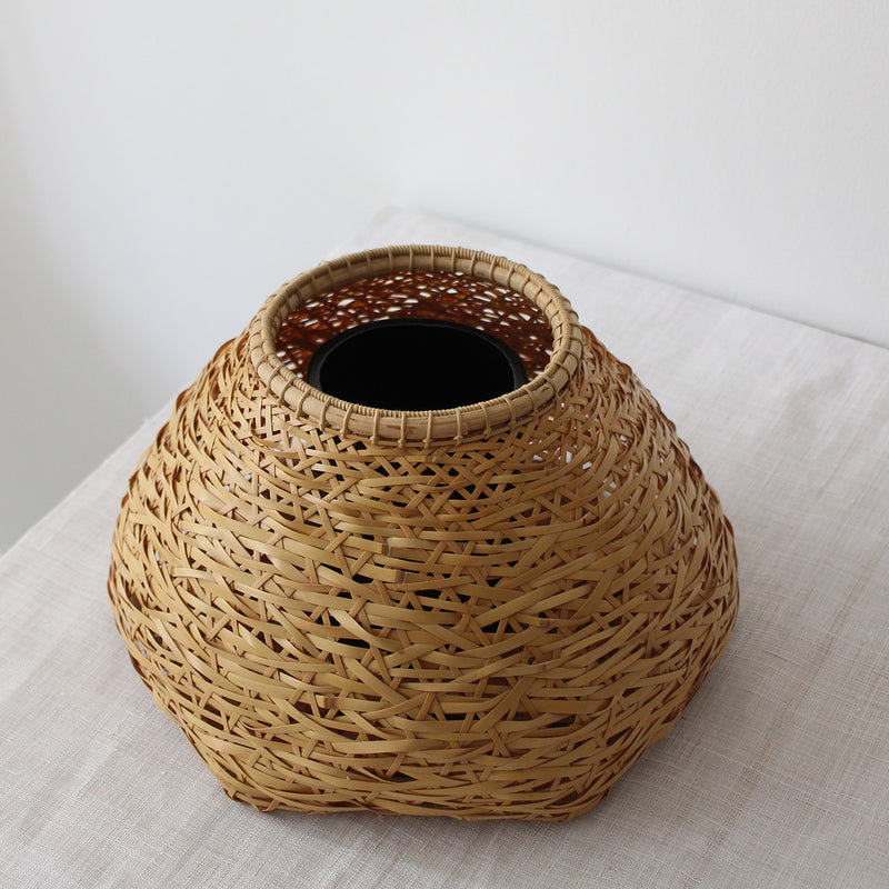 Large Japanese Woven Bamboo Vase