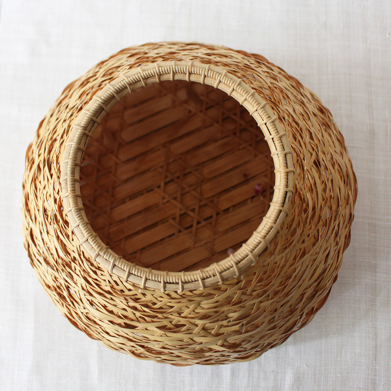 Large Japanese Woven Bamboo Vase