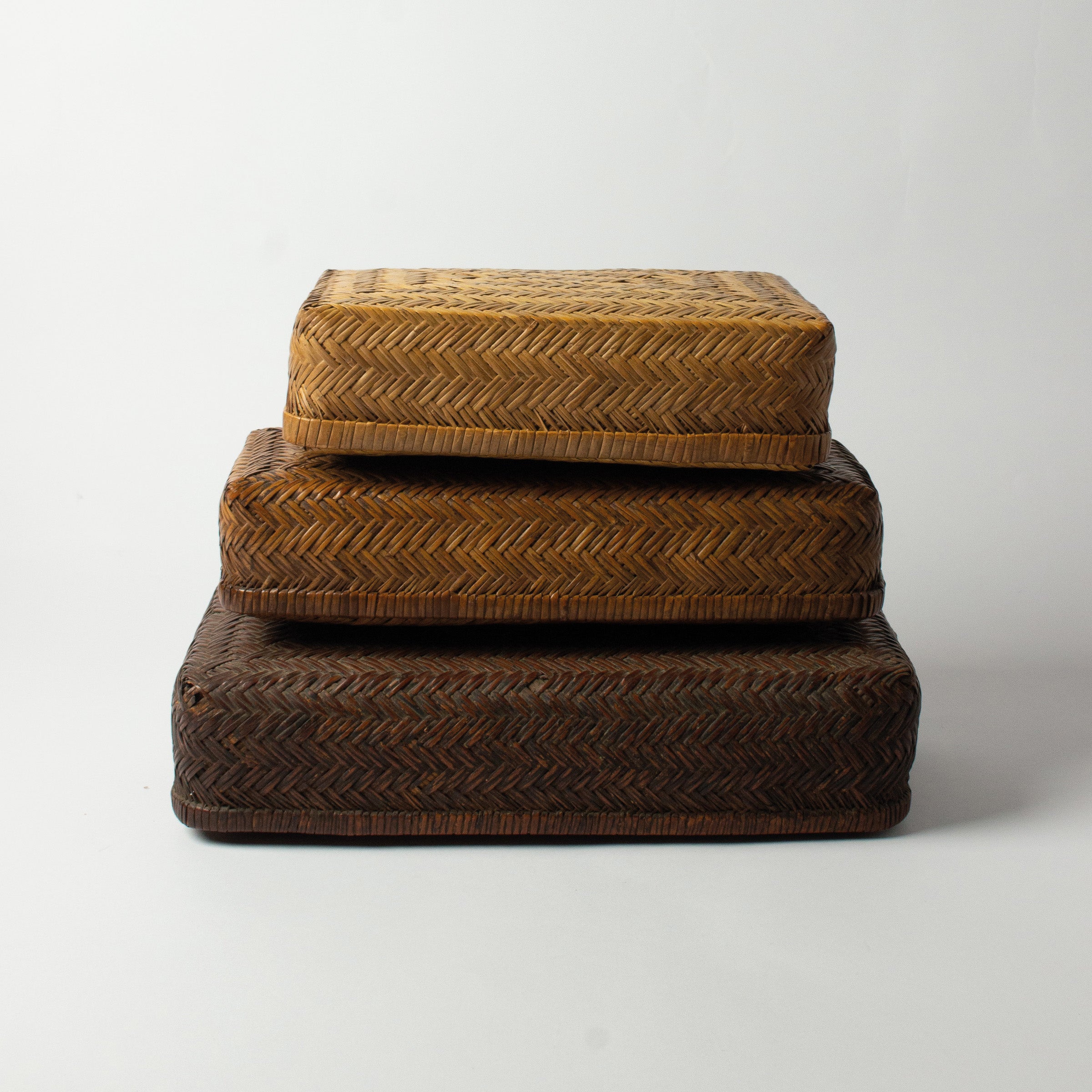 Set of three antique Japanese bamboo boxes 