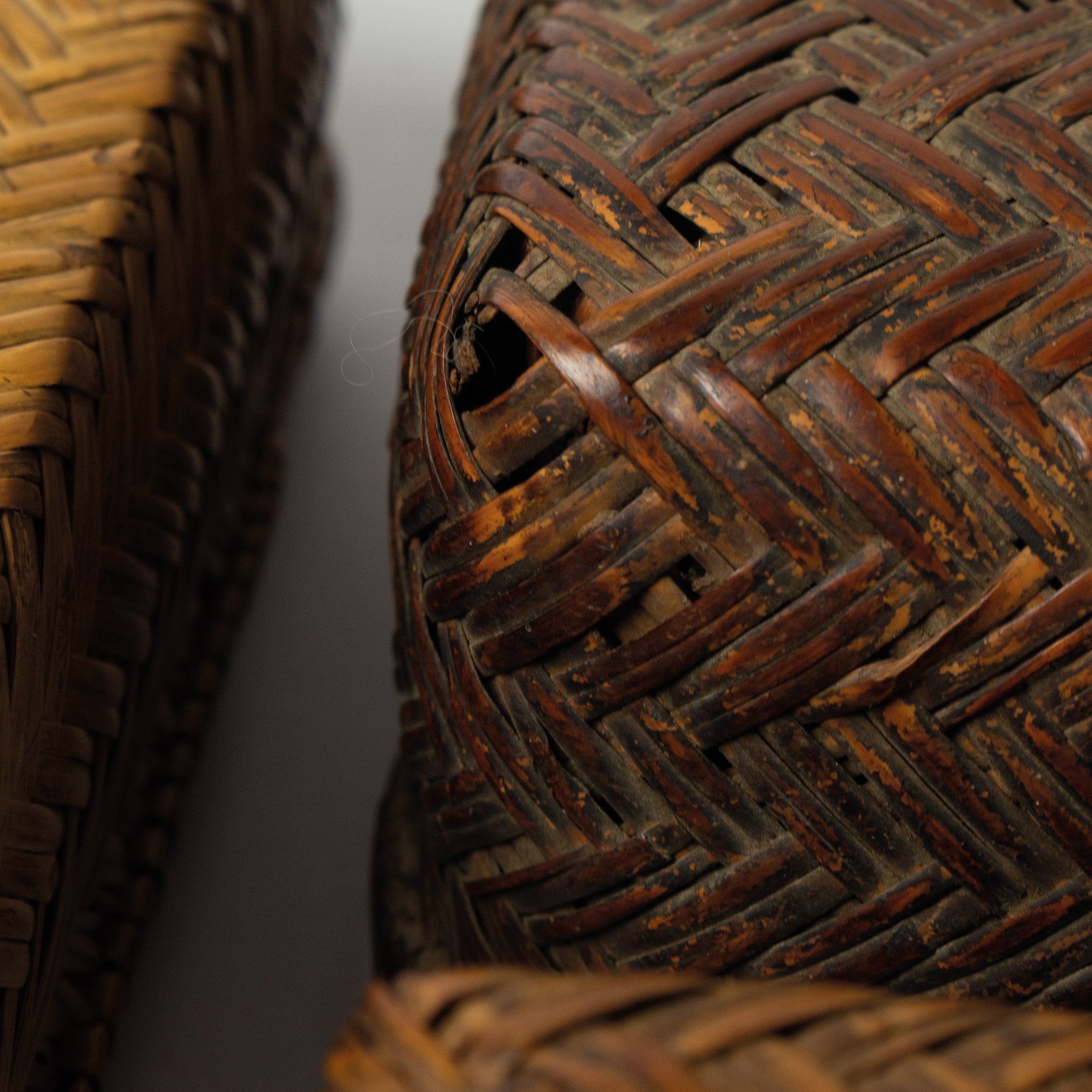 Set of three antique Japanese bamboo boxes 
