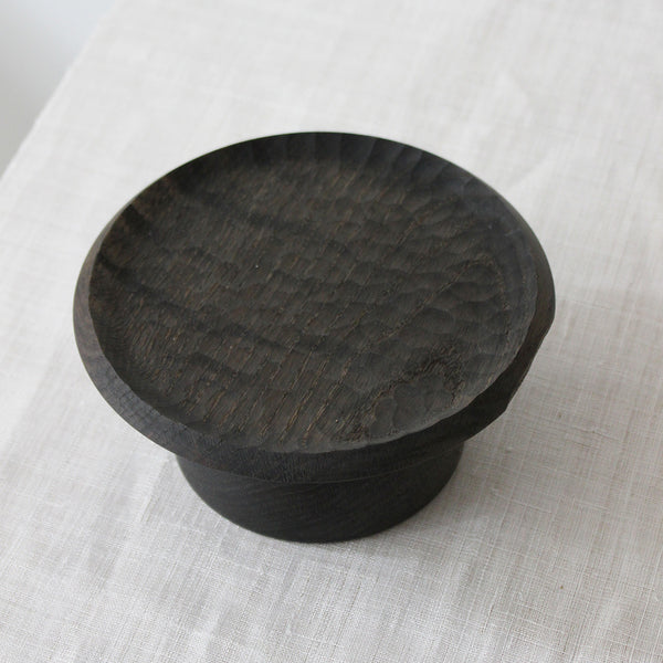 SMALL TALL JAPANESE PLATE (OR TRAY) IN CHESTNUT WOOD