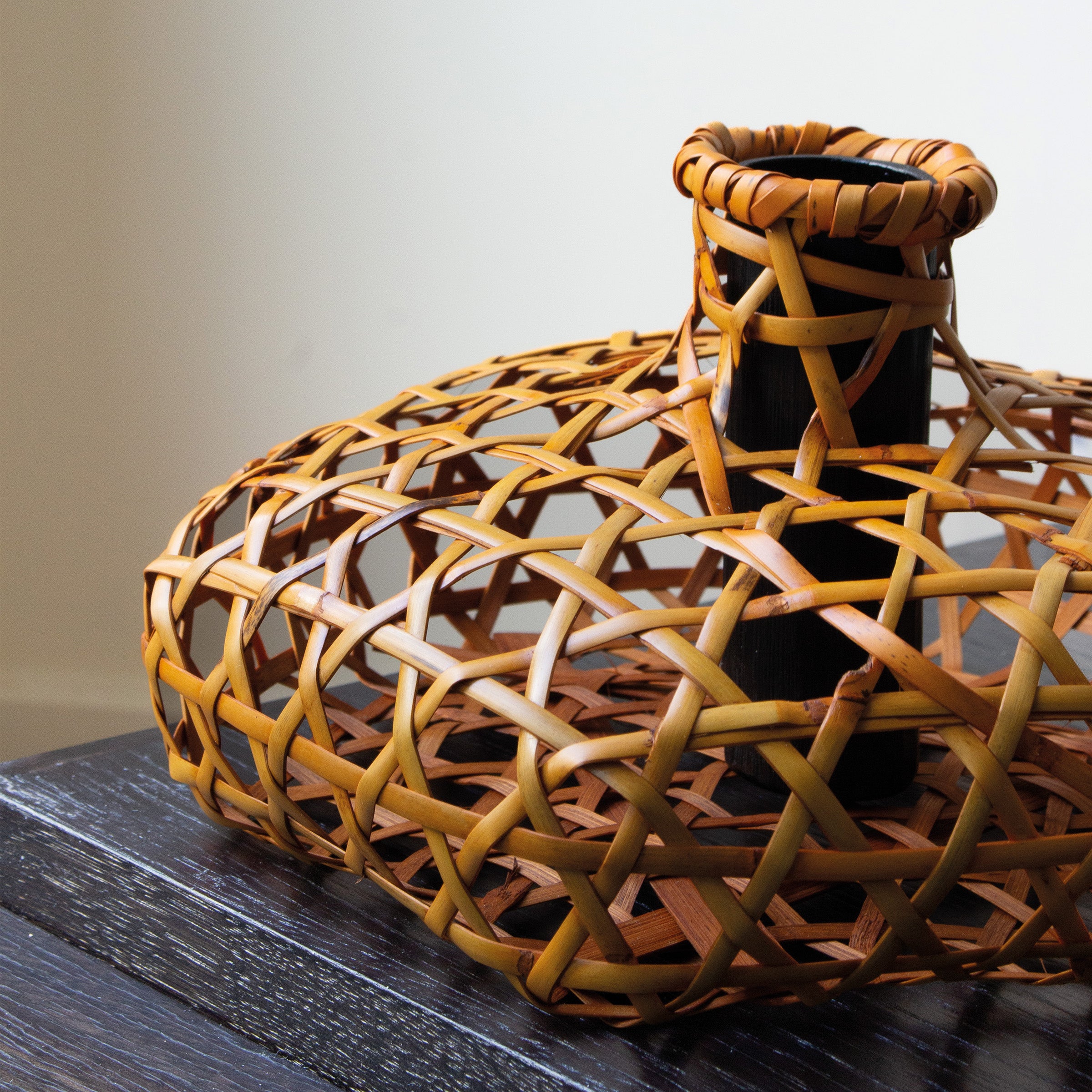 Kikkō woven bamboo vase by Keizō Yagisawa
