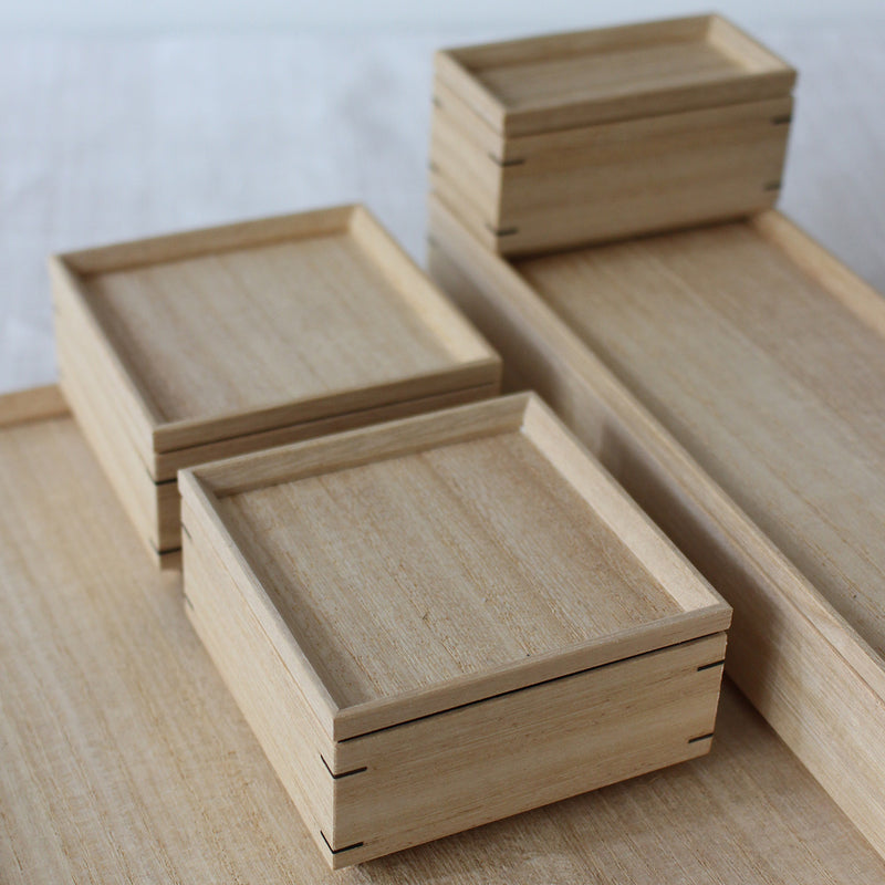 Japanese Kiri Modular Storage set, 4 boxes and 1 tray 