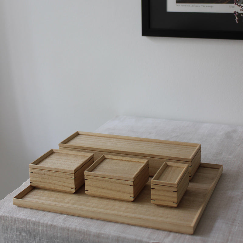 Japanese Kiri Modular Storage set, 4 boxes and 1 tray 