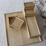 Set de rangement 4 boîtes et 1 plateau en bois de paulownia japonais