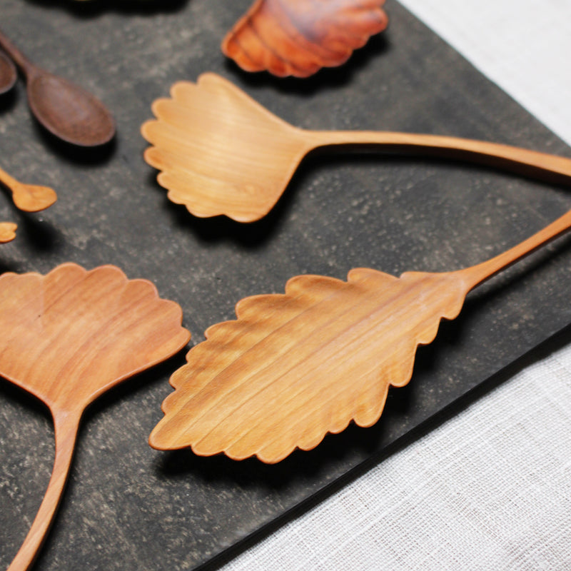 Korean ginkgo-leaf-shaped spoon by Sung Woo Choi