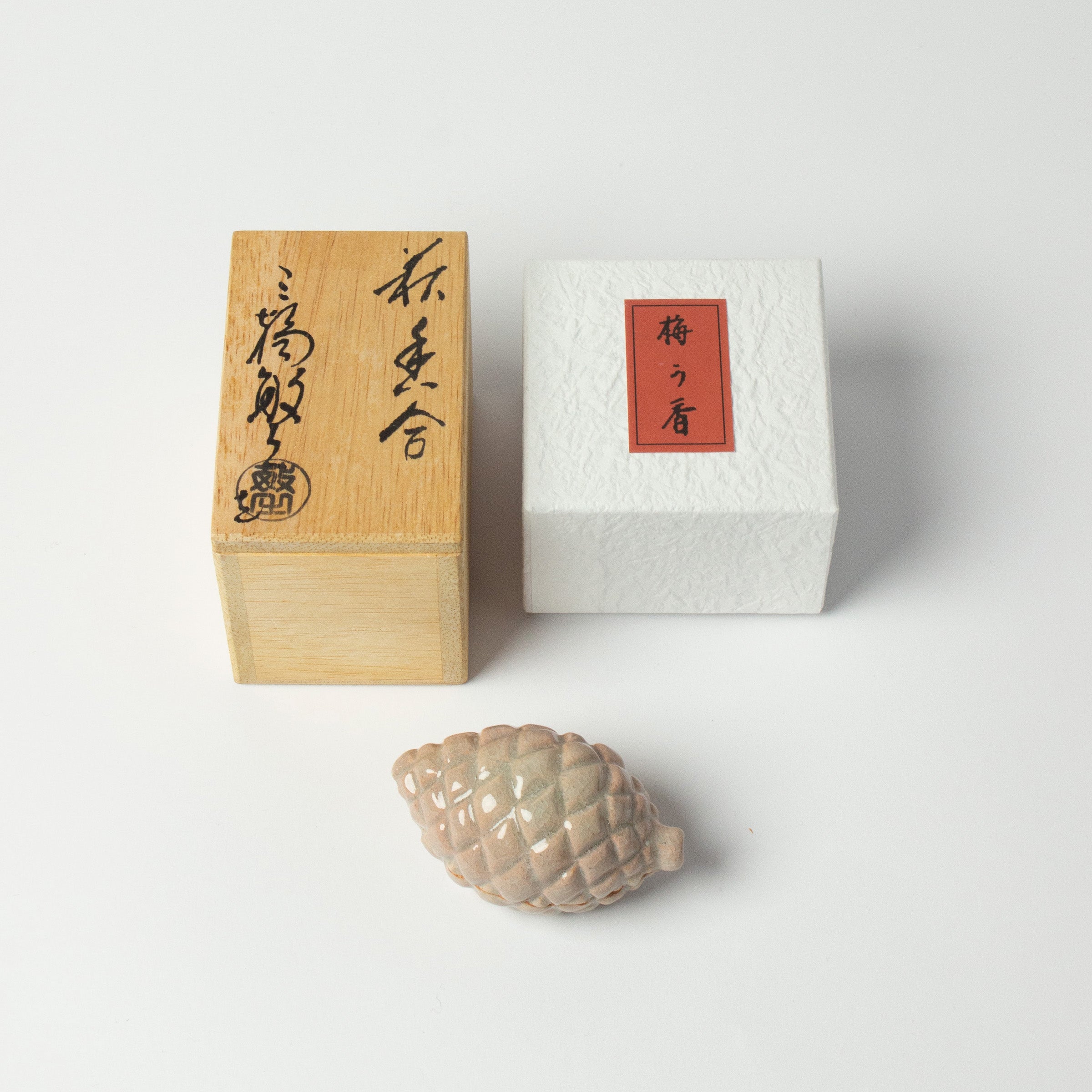 Toshiyuki Miwa's ceramic Kōgō and Japanese nerikō (incense balls)