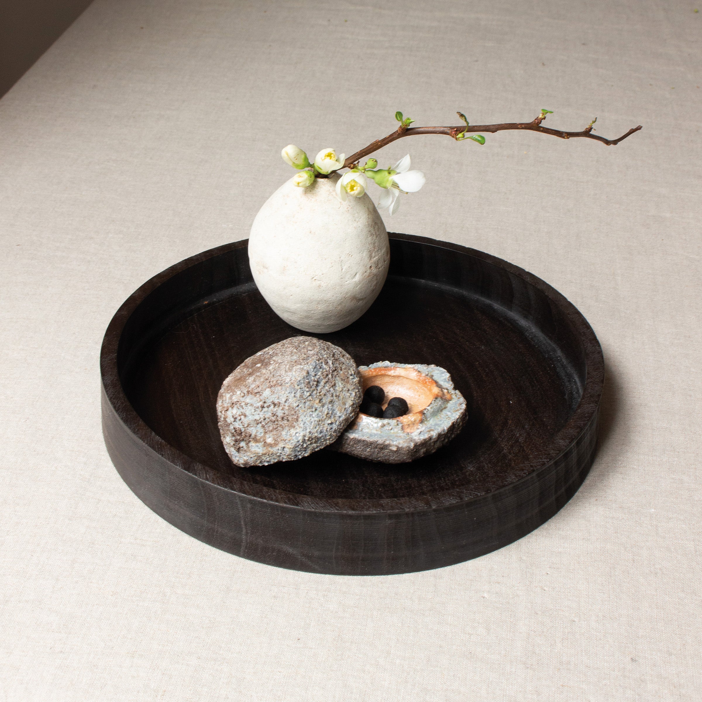 Ceramic Kōgō by Kamiyama Yasuhisa and Japanese nerikō (incense balls)