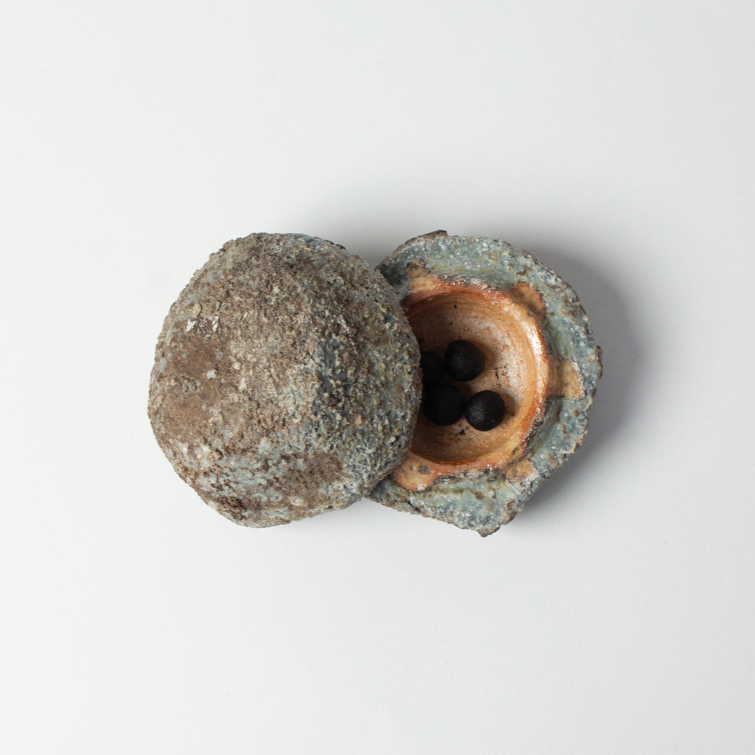 Ceramic Kōgō by Kamiyama Yasuhisa and Japanese nerikō (incense balls)