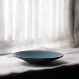 Japanese ceramic plate, blue cobalt glaze