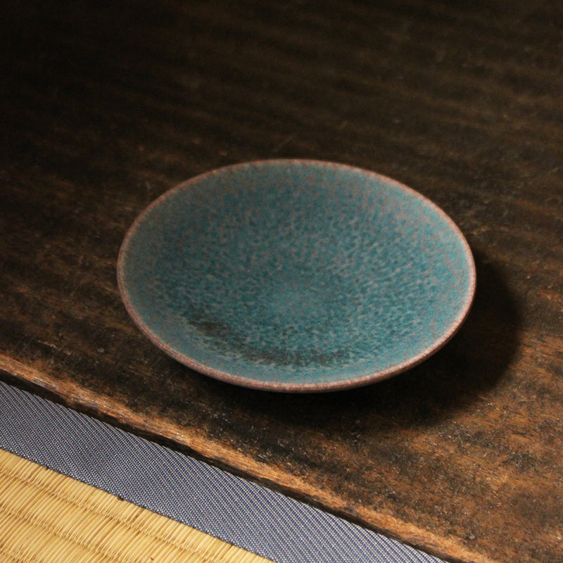 Japanese ceramic plate, blue cobalt glaze