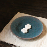 Japanese ceramic plate, blue cobalt glaze