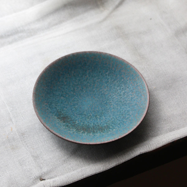 Japanese ceramic plate, blue cobalt glaze