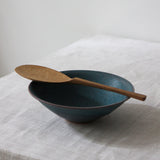 Japanese blue ceramic bowl with cobalt glaze