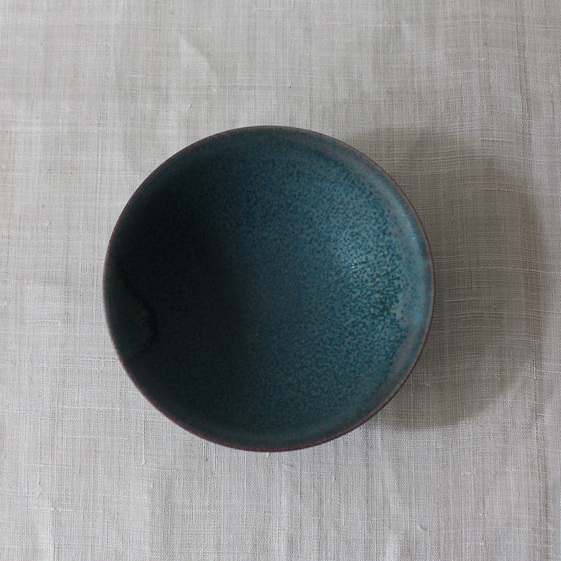 Japanese blue ceramic bowl with cobalt glaze