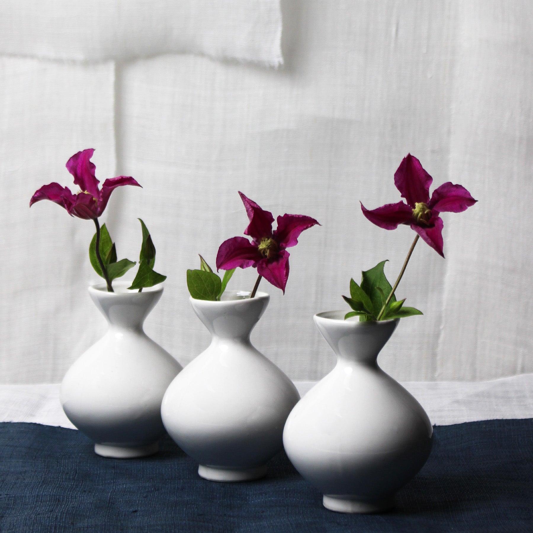 Set de 3 Petits Vases japonais en céramique blanche Atelier Ikiwa