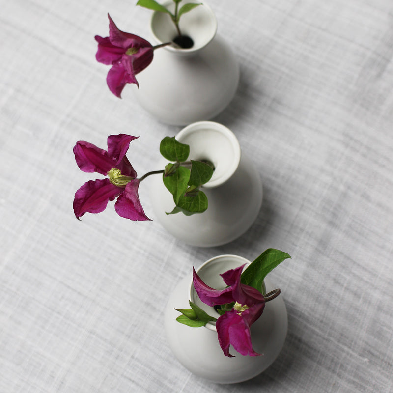 Set de 3 Petits Vases japonais en céramique blanche