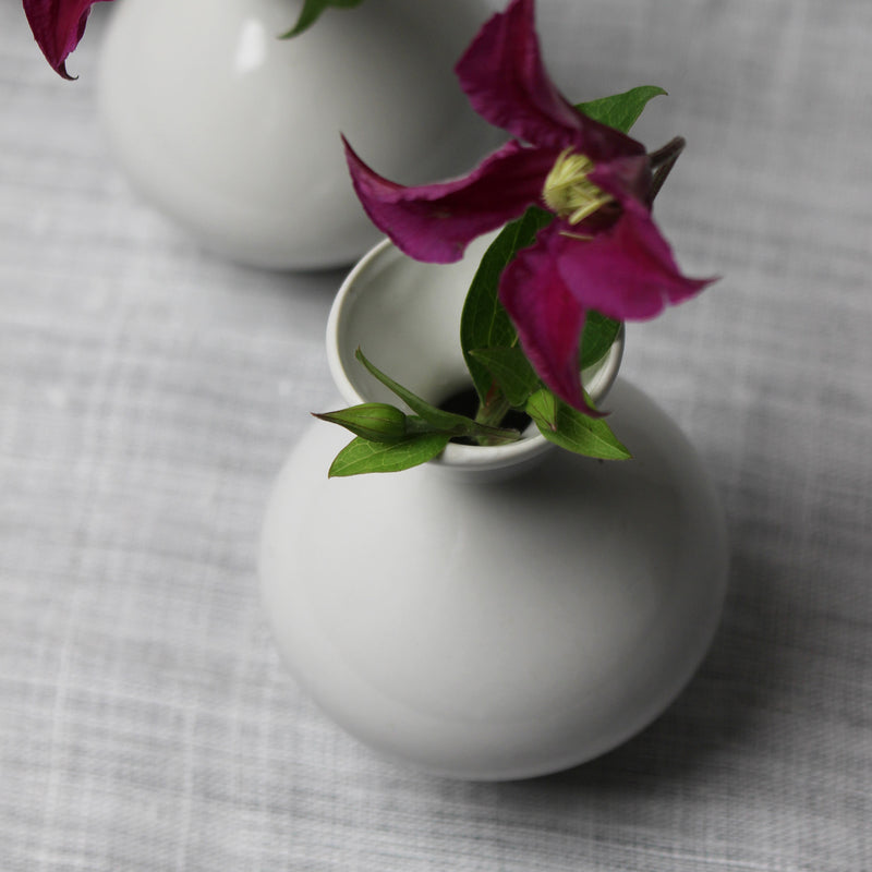 Set of 3 small white ceramic Japanese vases