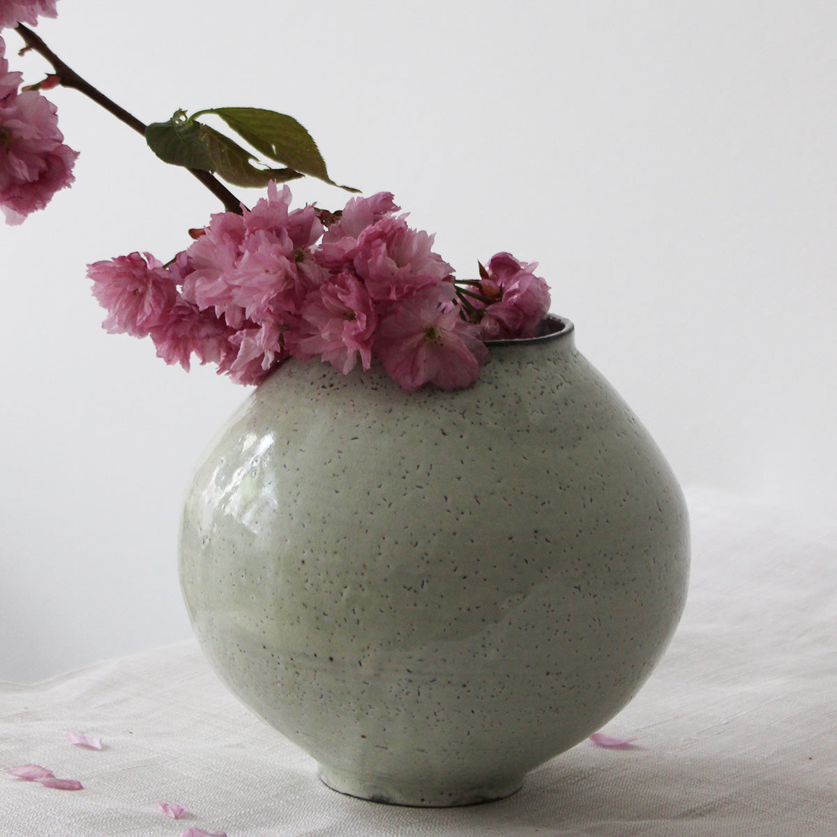 Korean Buncheong ceramic Moon Jar vase