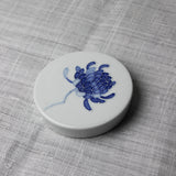 White Porcelain and Blue chrysanthemum Mini Platter by Jeon Sang Woo