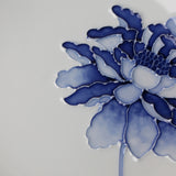 White Porcelain and Blue Peony Plate by Jeon Sang Woo