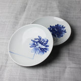 White Porcelain and Blue hydrangea Plate by Jeon Sang Woo