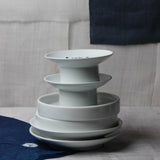 White Porcelain and Blue Camellia high rim plate by Jeon Sang Woo