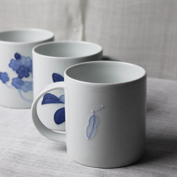 White Porcelain and Blue Camellia Mug by Jeon Sang Woo