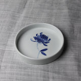 White Porcelain and Blue Chrysanthemum high rim plate by Jeon Sang Woo