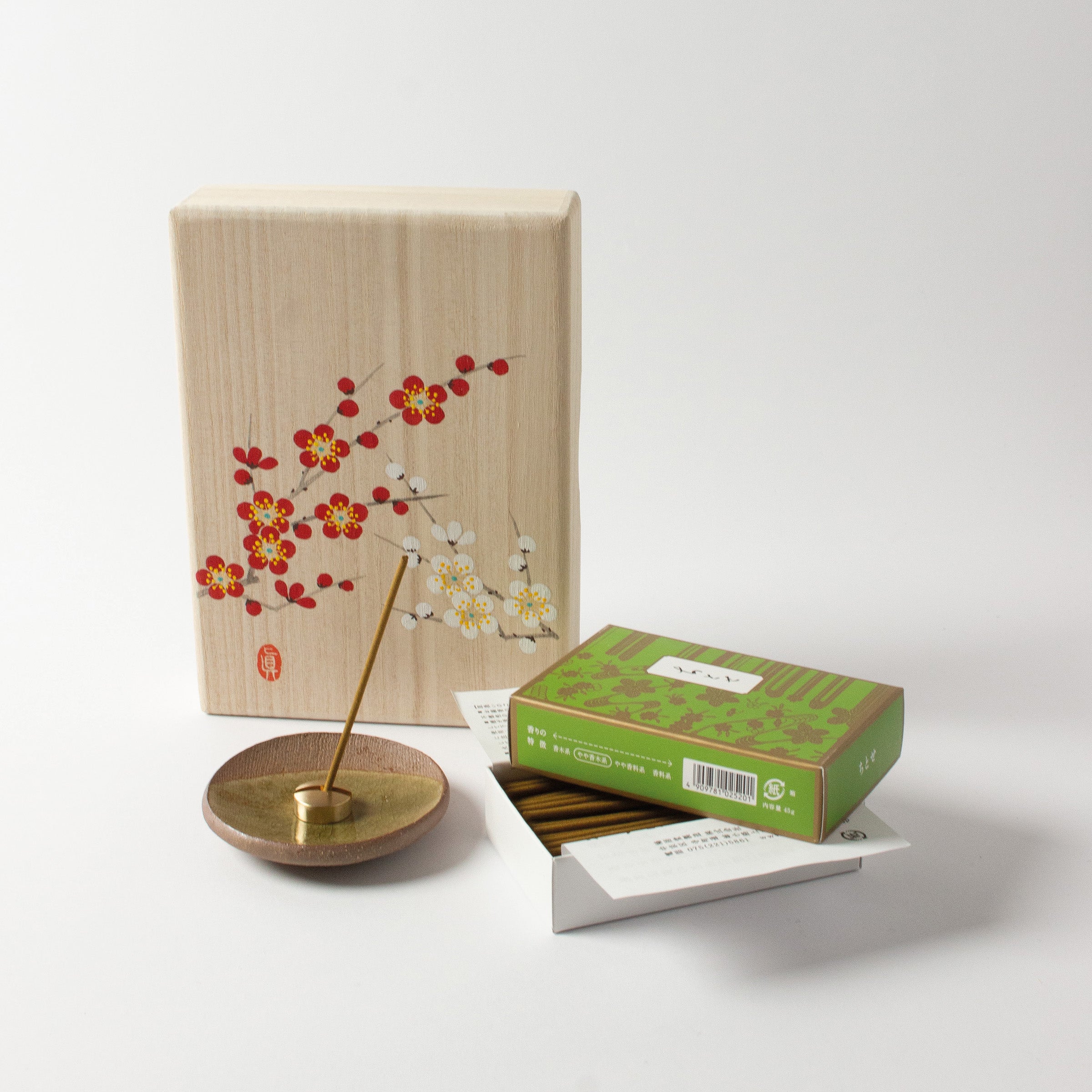 Japanese Incense Gift Set, with hand-painted paulownia wood box
