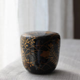 Natsume (tea box) Japanese urushi lacquer and maki-e, bellflower and herb pattern