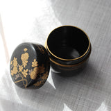 Natsume (tea box) Japanese urushi lacquer and maki-e, floral pattern