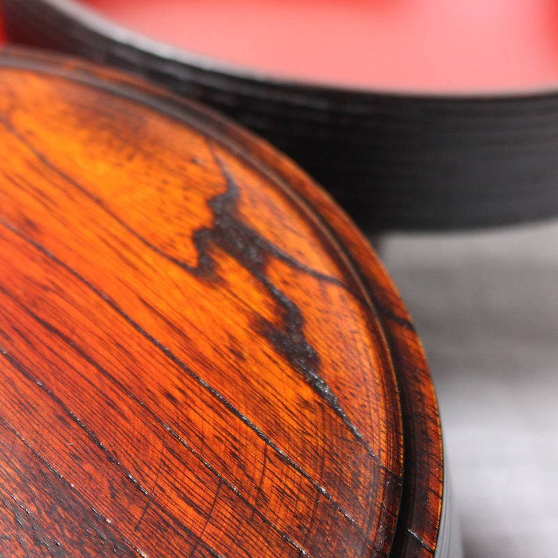Set of 3 Japanese wooden plates, black and red urushi lacquer – Atelier ...