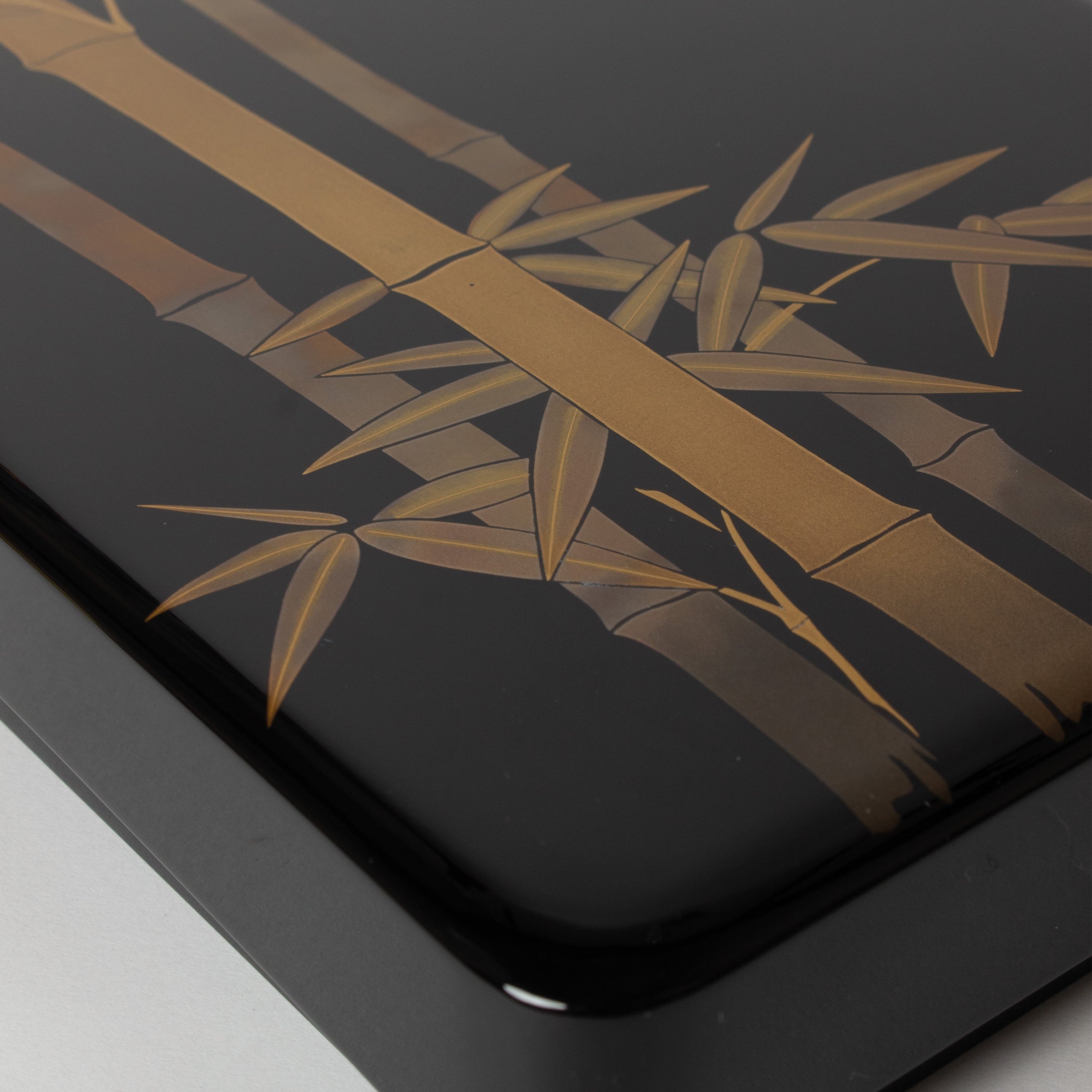 Suzuribako in Japanese urushi lacquer by Wajima – gold maki-e bamboo decoration