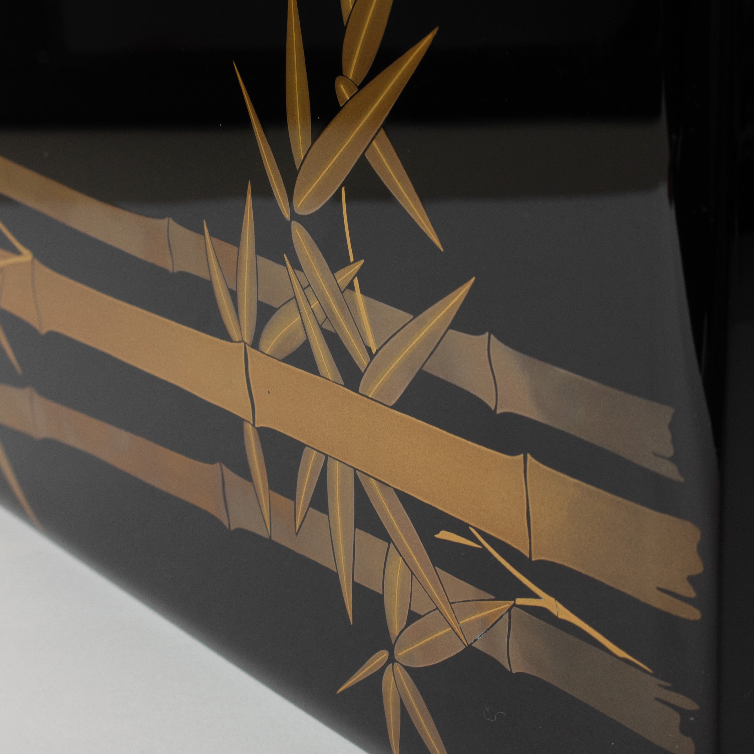 Suzuribako in Japanese urushi lacquer by Wajima – gold maki-e bamboo decoration