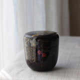 Japanese urushi and maki-e lacquer natsume (tea box), Wildflowers pattern