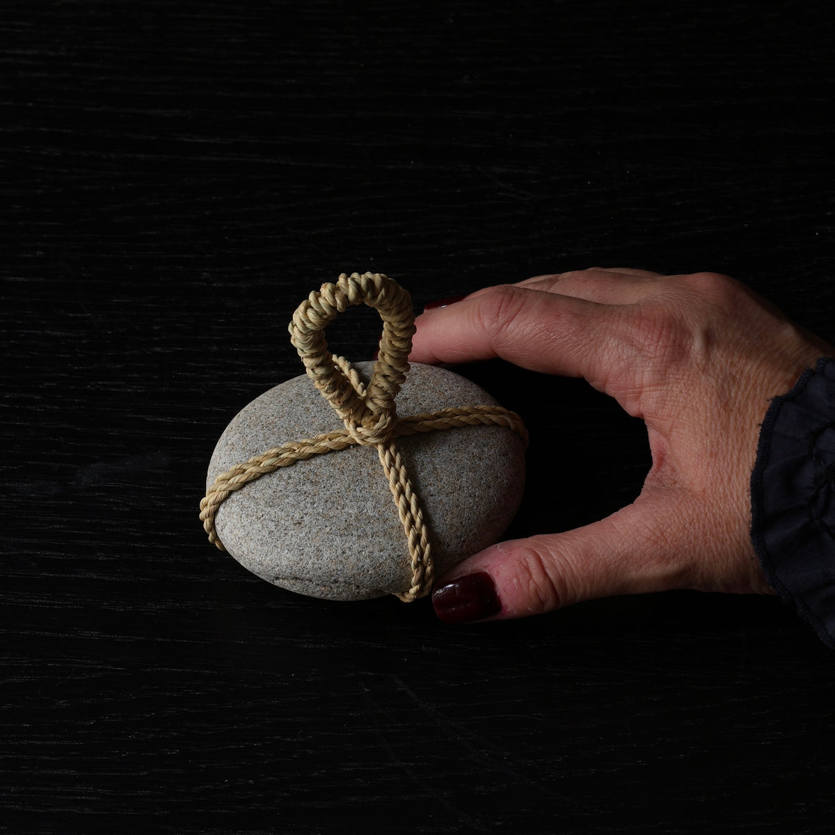 Sekimori #21, stone and rice straw (wara) rope