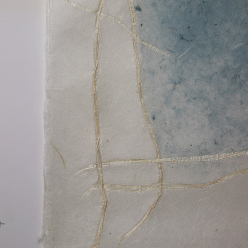 Oeuvre d'art en papier washi et indigo japonais #5