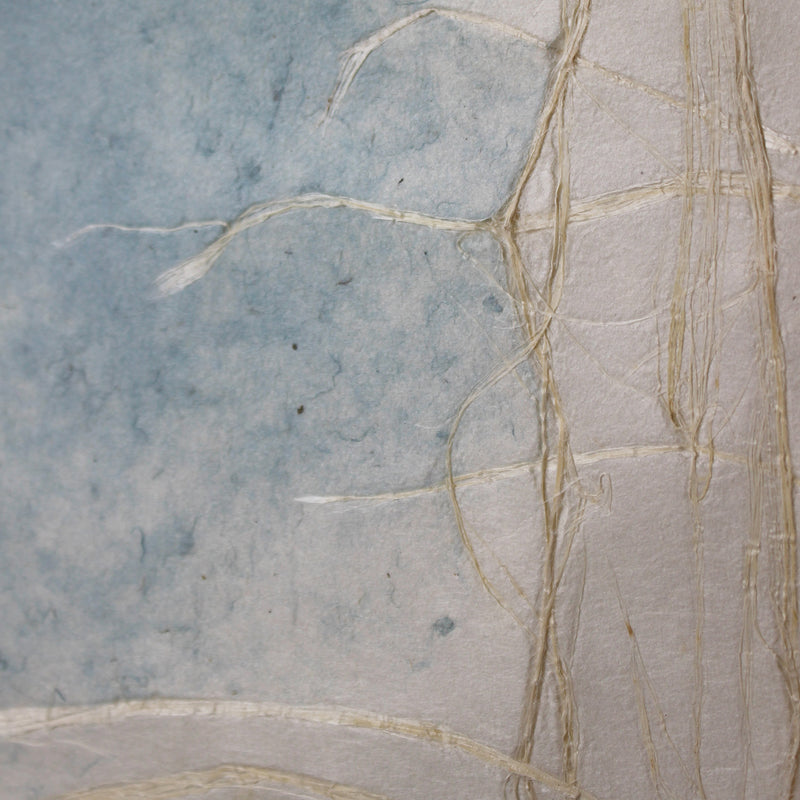 Oeuvre d'art en papier washi et indigo japonais #5