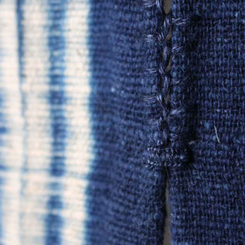 Natural indigo and shibori Japanese Noren, lines pattern